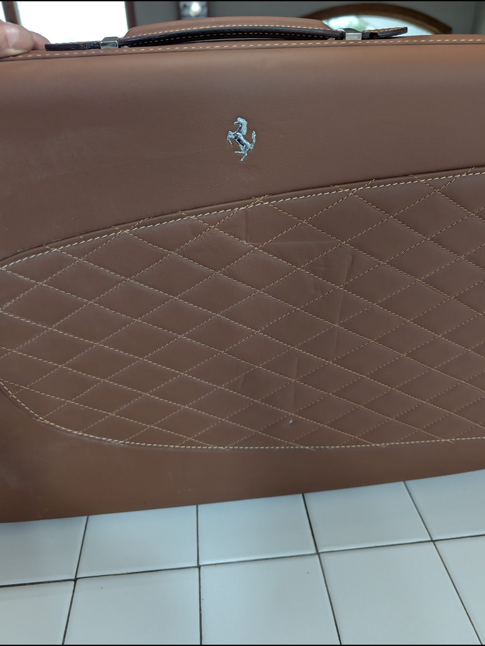 Ferrari Brown Quilted Leather Suitcase Original...612 Sessanta